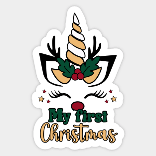 My First Christmas Unicorn Sticker